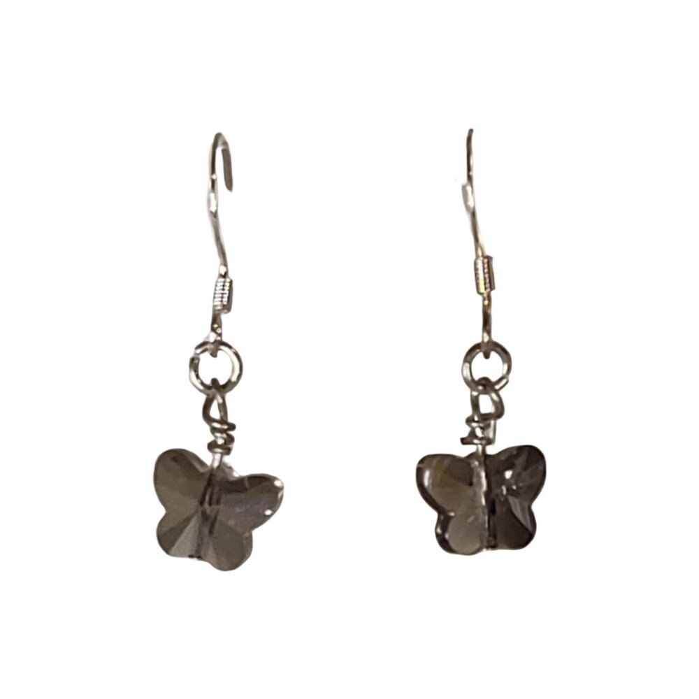 NEW Handmade/Homemade Butterfly Earrings Gray/Gray
